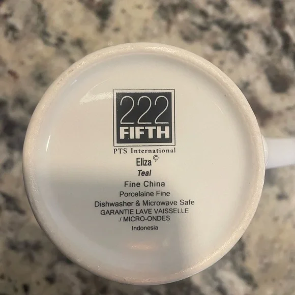 222 Fifth Eliza Teal coffee mugs - Picture 2 of 4